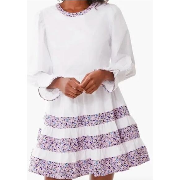 Tuckernuck Pomander place fran purple long sleeve tiered dress. Xsmall - Picture 2 of 5